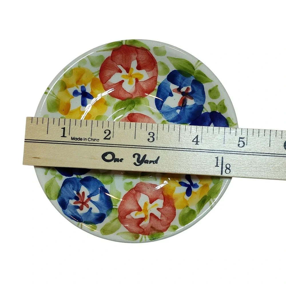 Ceramicas Renacer Providencia Espresso Cup Saucer Set 4pc Colombia Floral Cerami